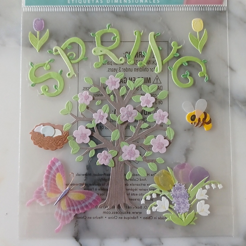Jolee's boutique Spring 3D stickers Spring flowering tree, nest, butterfly New